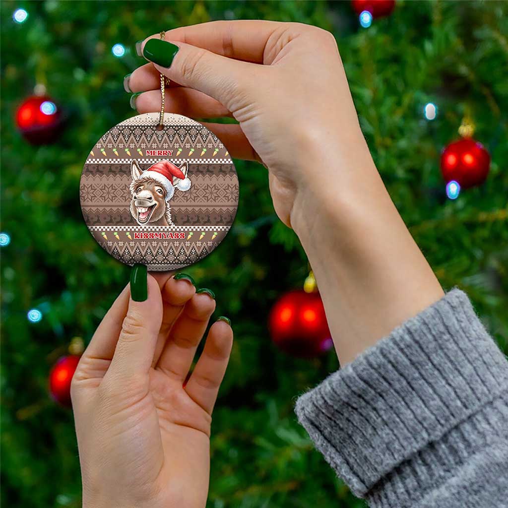 Donkey Christmas Ceramic Ornament Merry Kiss My Ass - Wonder Print Shop