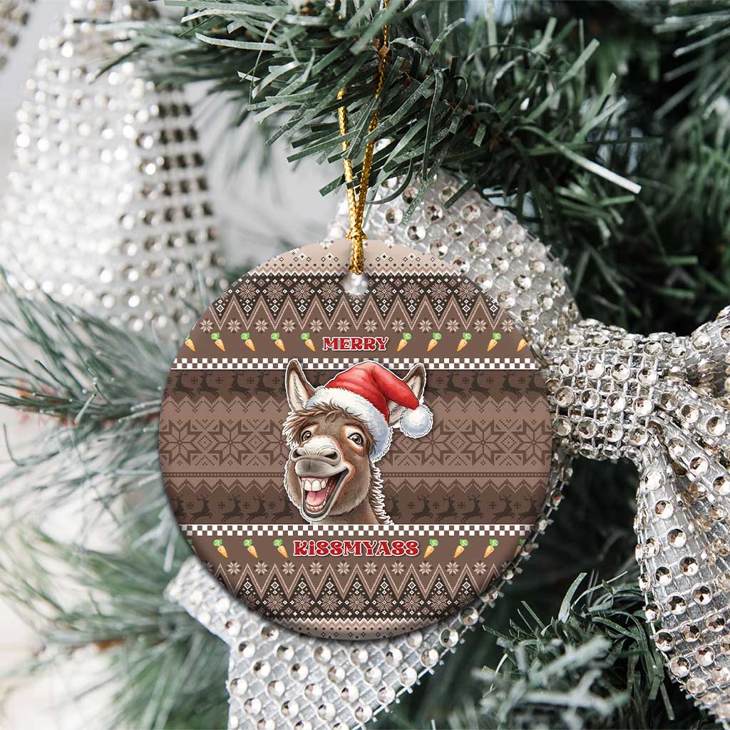 Donkey Christmas Ceramic Ornament Merry Kiss My Ass - Wonder Print Shop