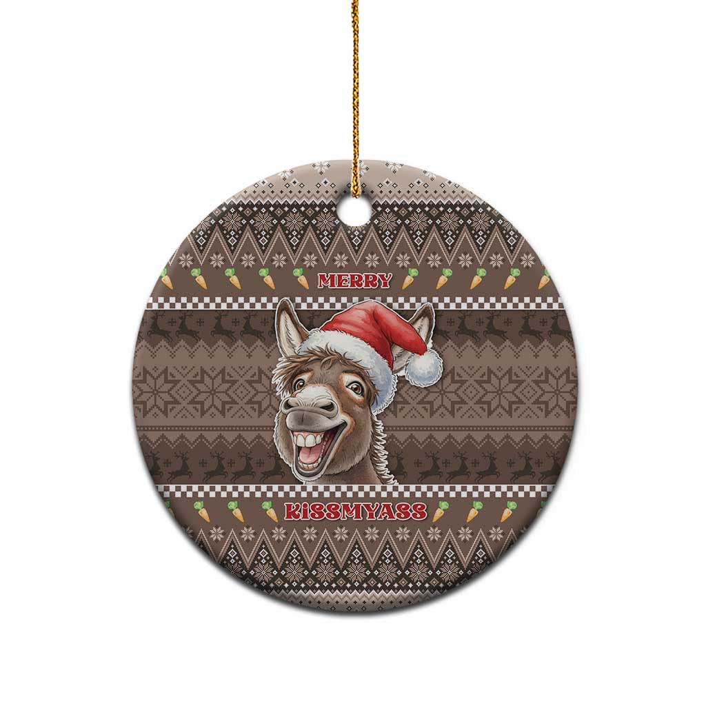 Donkey Christmas Ceramic Ornament Merry Kiss My Ass - Wonder Print Shop