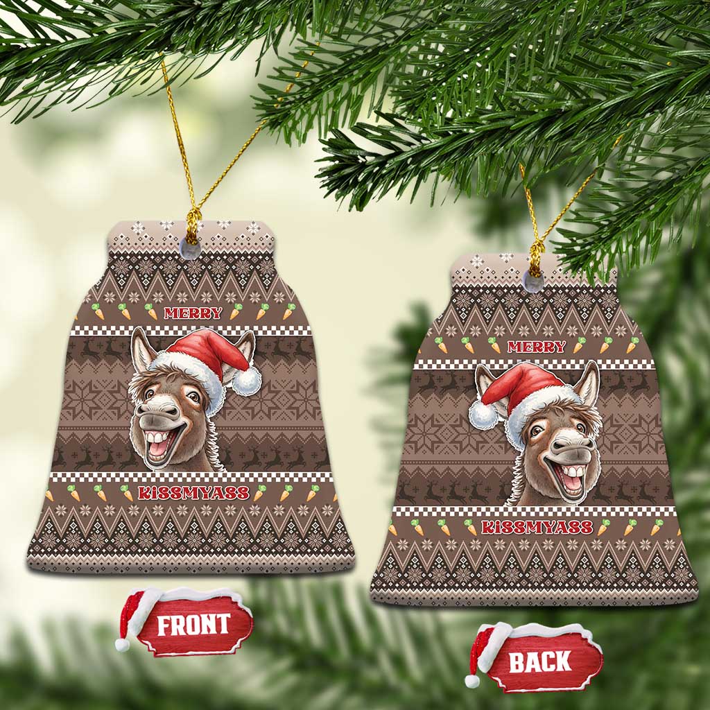 Donkey Christmas Ceramic Ornament Merry Kiss My Ass - Wonder Print Shop