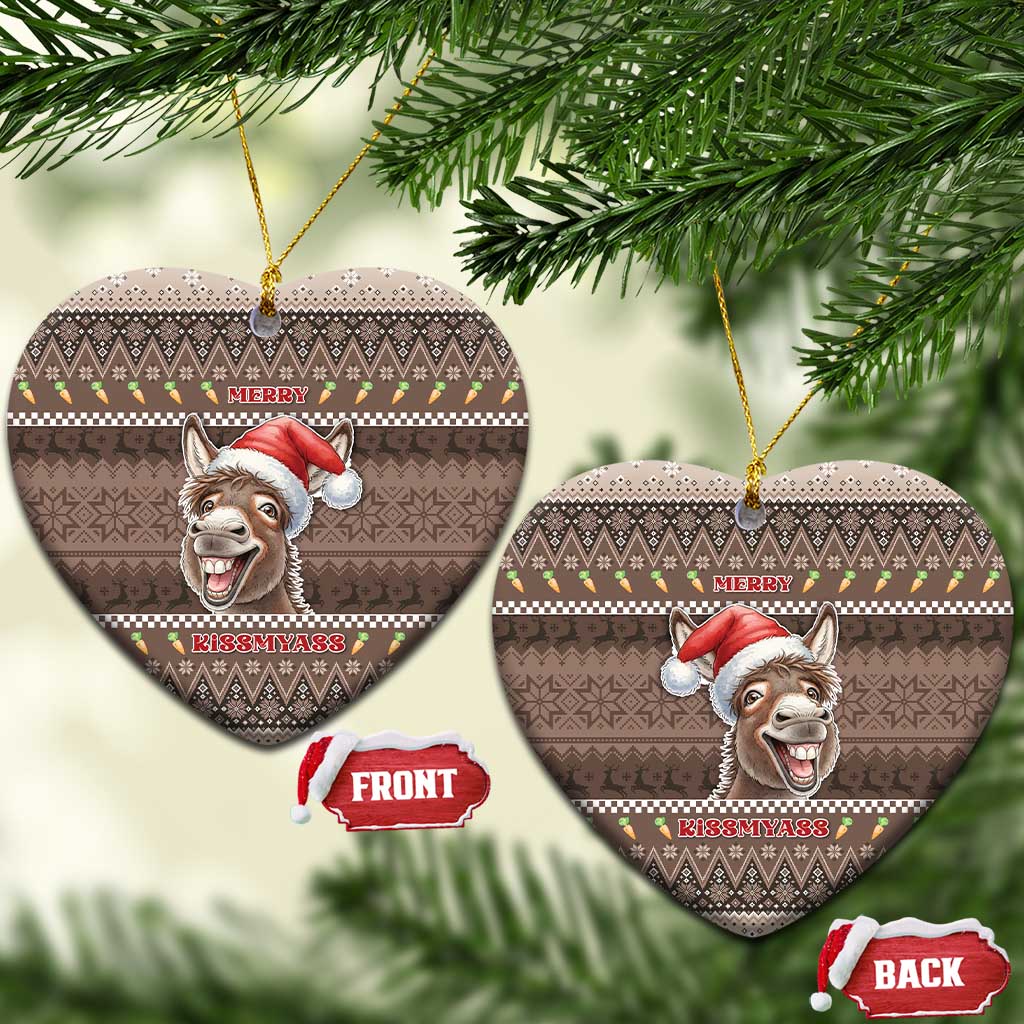 Donkey Christmas Ceramic Ornament Merry Kiss My Ass - Wonder Print Shop