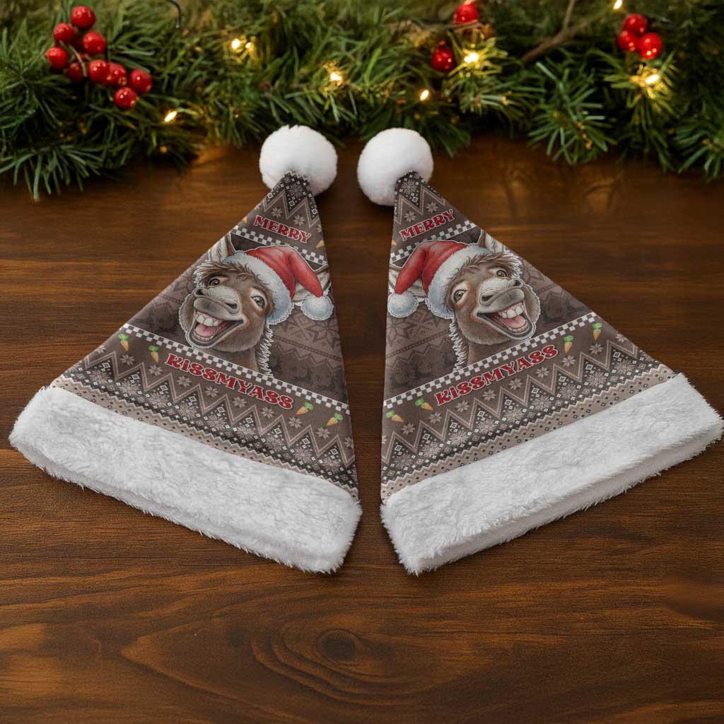 Donkey Christmas Santa Hat Merry Kiss My Ass - Wonder Print Shop