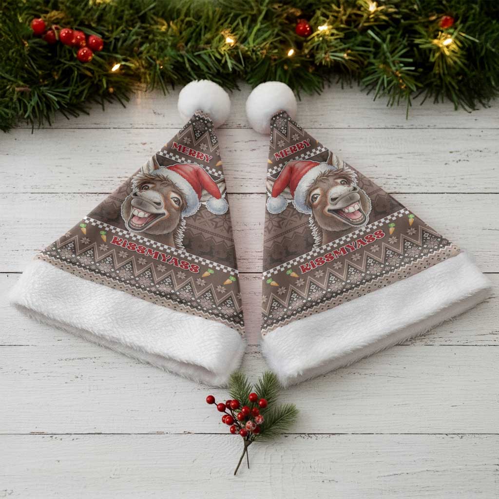 Donkey Christmas Santa Hat Merry Kiss My Ass - Wonder Print Shop