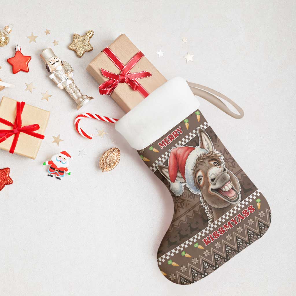 Donkey Christmas Stocking Merry Kiss My Ass - Wonder Print Shop
