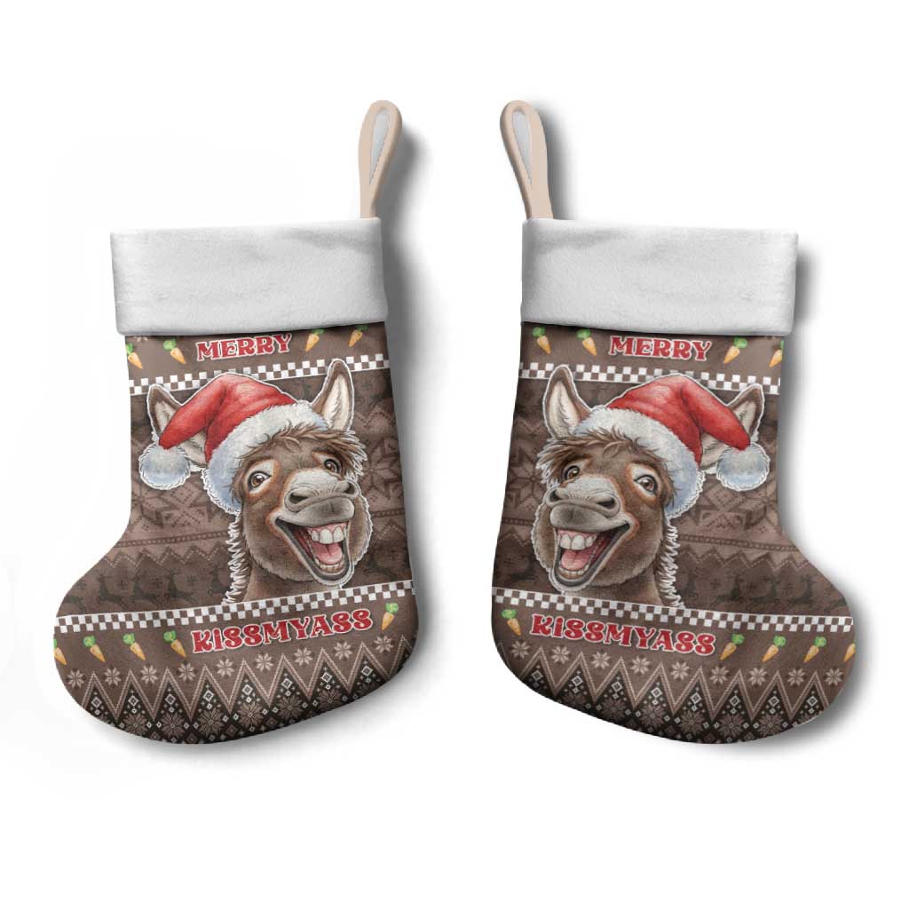 Donkey Christmas Stocking Merry Kiss My Ass - Wonder Print Shop
