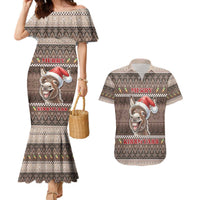 Donkey Christmas Couples Matching Mermaid Dress and Hawaiian Shirt Merry Kiss My Ass - Wonder Print Shop