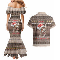 Donkey Christmas Couples Matching Mermaid Dress and Hawaiian Shirt Merry Kiss My Ass - Wonder Print Shop