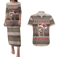 Donkey Christmas Couples Matching Puletasi and Hawaiian Shirt Merry Kiss My Ass - Wonder Print Shop