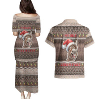 Donkey Christmas Couples Matching Puletasi and Hawaiian Shirt Merry Kiss My Ass - Wonder Print Shop