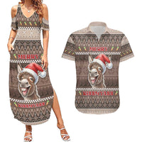 Donkey Christmas Couples Matching Summer Maxi Dress and Hawaiian Shirt Merry Kiss My Ass - Wonder Print Shop