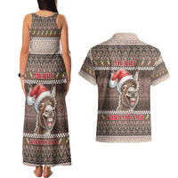 Donkey Christmas Couples Matching Tank Maxi Dress and Hawaiian Shirt Merry Kiss My Ass - Wonder Print Shop