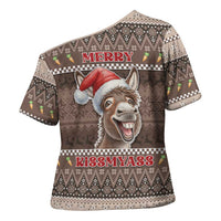 Donkey Christmas Cross Shoulder Shirt Merry Kiss My Ass - Wonder Print Shop