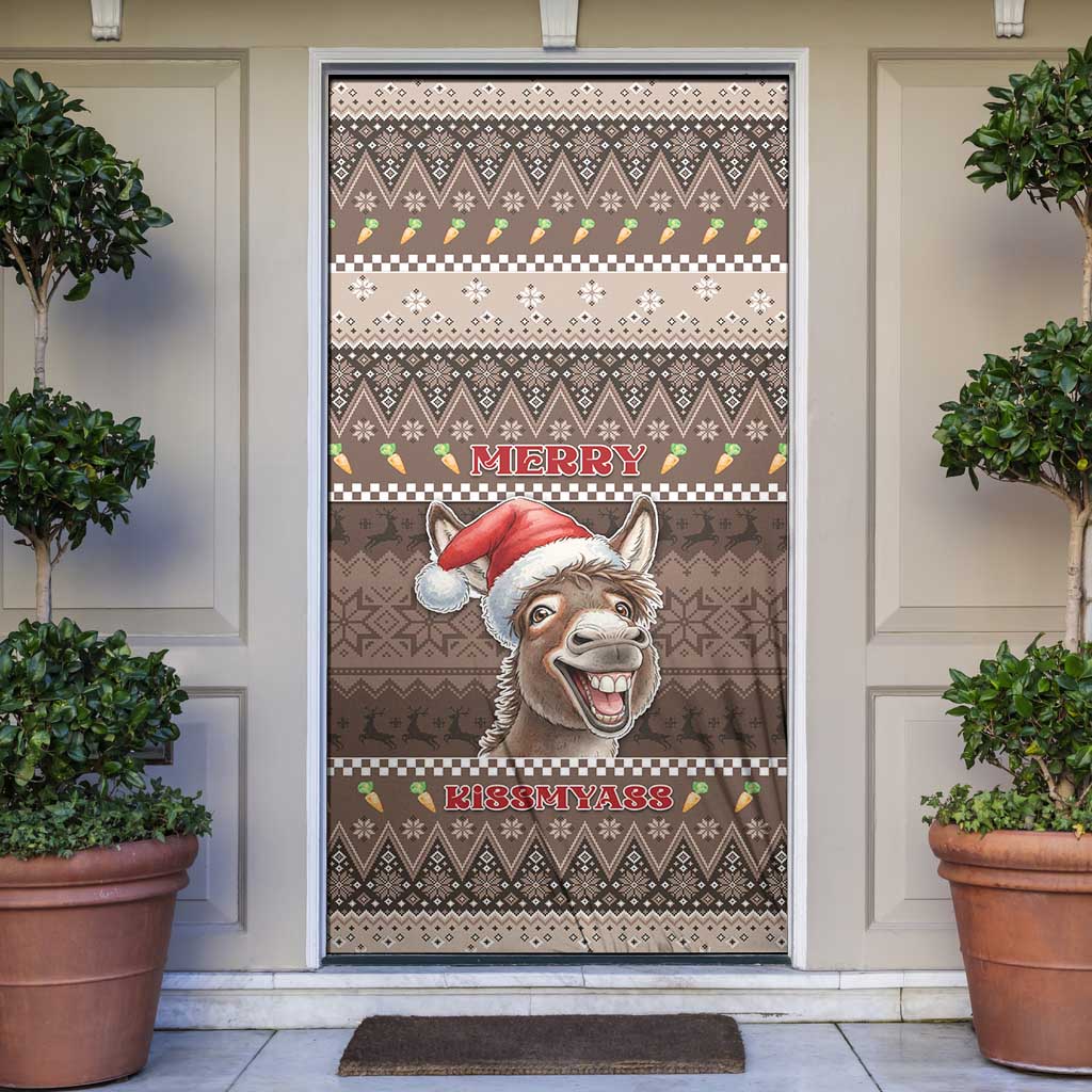 Donkey Christmas Door Cover Merry Kiss My Ass - Wonder Print Shop