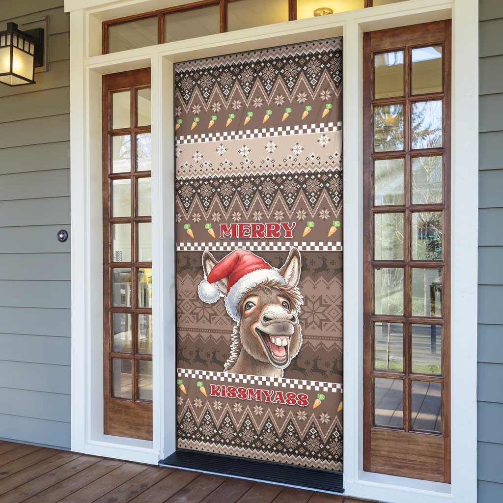 Donkey Christmas Door Cover Merry Kiss My Ass - Wonder Print Shop