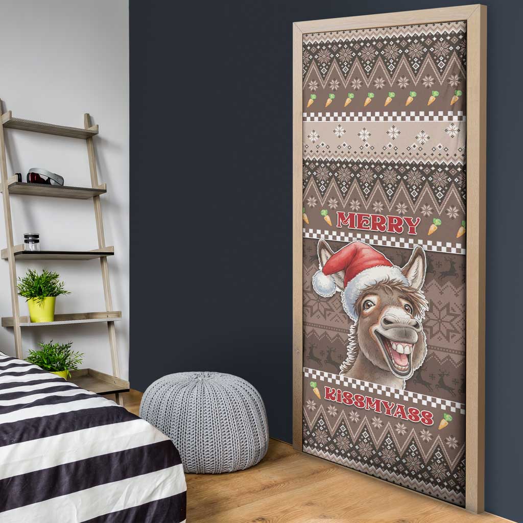 Donkey Christmas Door Cover Merry Kiss My Ass - Wonder Print Shop
