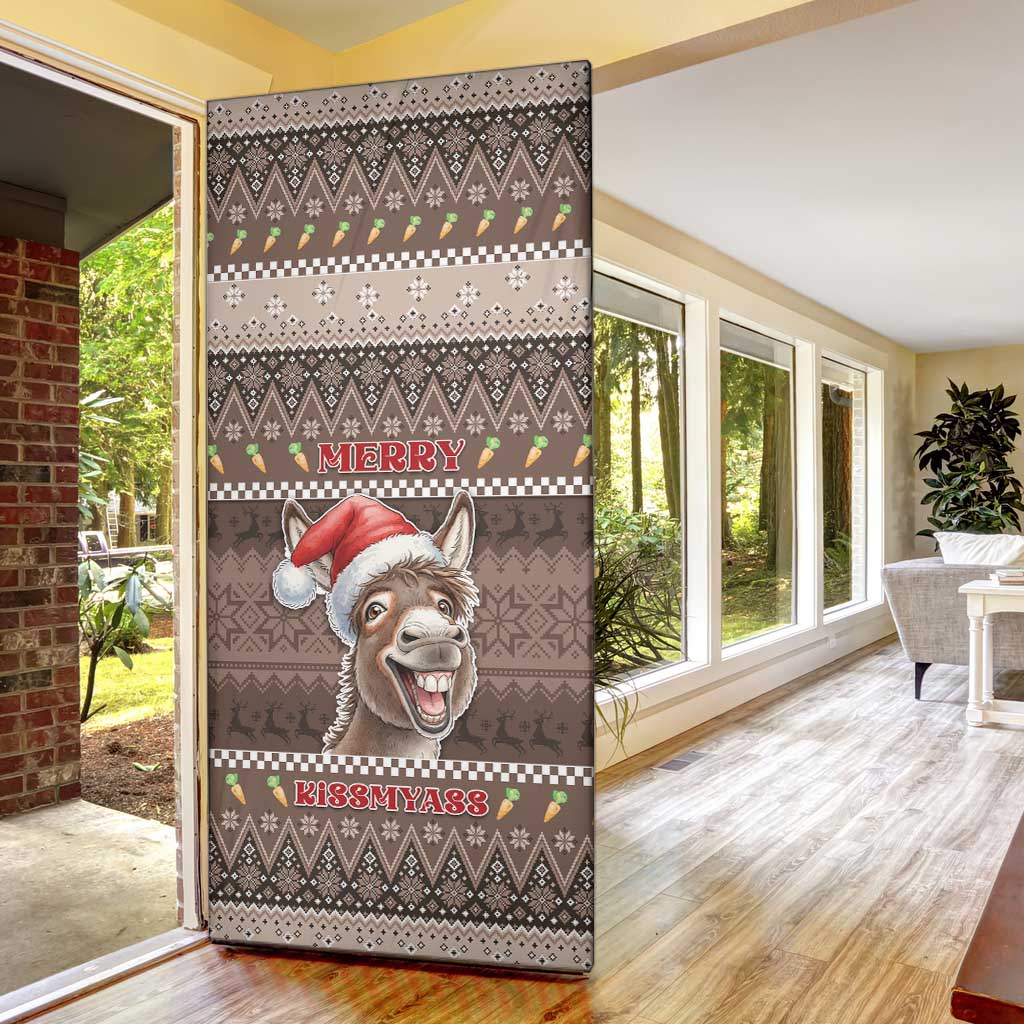 Donkey Christmas Door Cover Merry Kiss My Ass - Wonder Print Shop