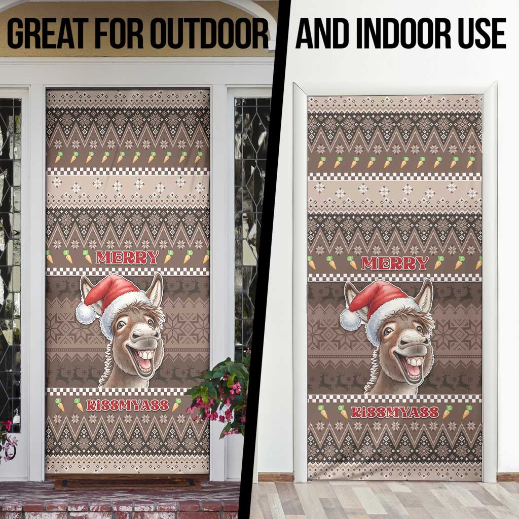 Donkey Christmas Door Cover Merry Kiss My Ass - Wonder Print Shop