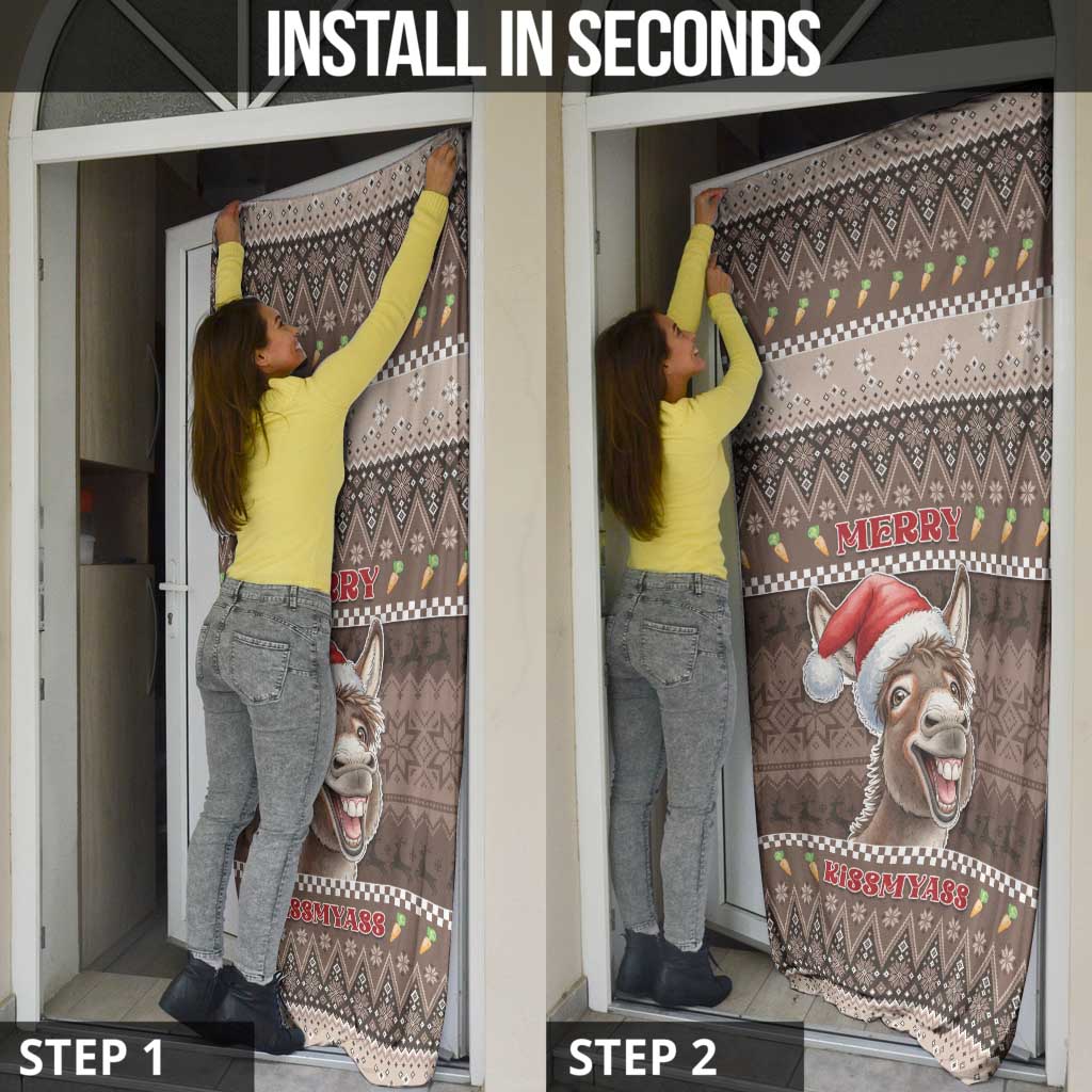 Donkey Christmas Door Cover Merry Kiss My Ass - Wonder Print Shop