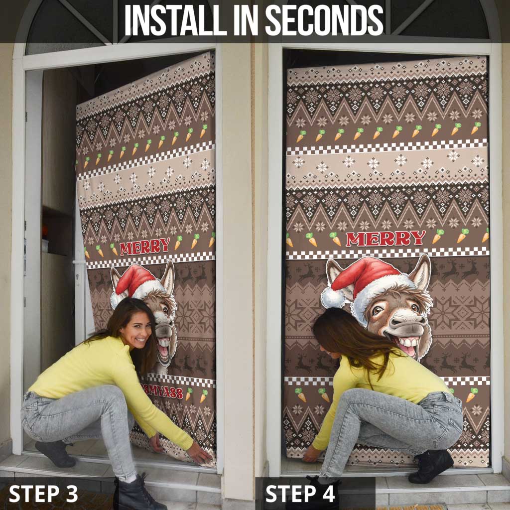 Donkey Christmas Door Cover Merry Kiss My Ass - Wonder Print Shop