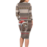 Donkey Christmas Family Matching Long Sleeve Bodycon Dress and Hawaiian Shirt Merry Kiss My Ass - Wonder Print Shop