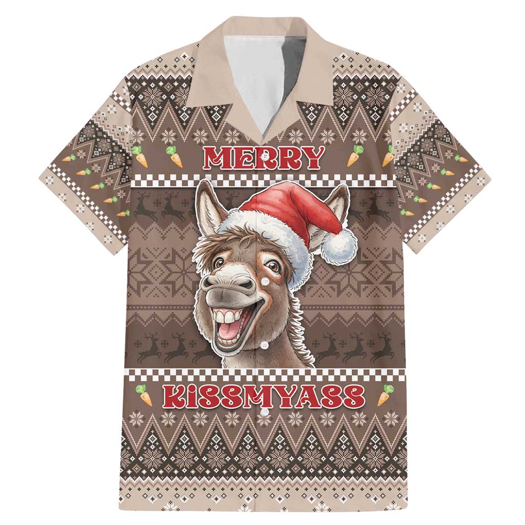 Donkey Christmas Family Matching Mermaid Dress and Hawaiian Shirt Merry Kiss My Ass - Wonder Print Shop