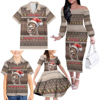 Donkey Christmas Family Matching Off The Shoulder Long Sleeve Dress and Hawaiian Shirt Merry Kiss My Ass - Wonder Print Shop