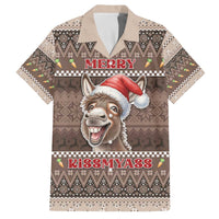 Donkey Christmas Family Matching Off The Shoulder Long Sleeve Dress and Hawaiian Shirt Merry Kiss My Ass - Wonder Print Shop