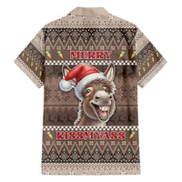 Donkey Christmas Family Matching Off The Shoulder Long Sleeve Dress and Hawaiian Shirt Merry Kiss My Ass - Wonder Print Shop