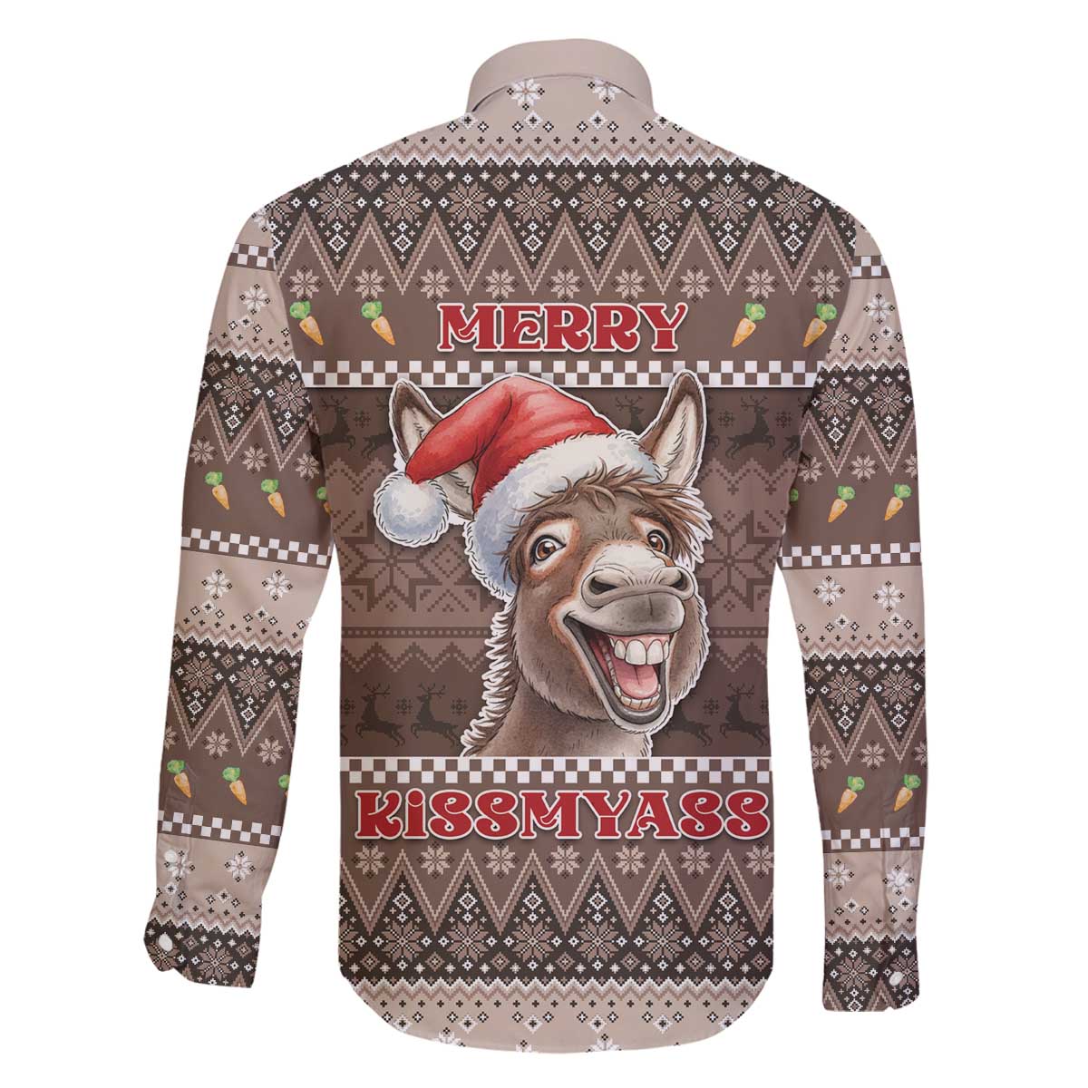 Donkey Christmas Family Matching Off The Shoulder Long Sleeve Dress and Hawaiian Shirt Merry Kiss My Ass - Wonder Print Shop