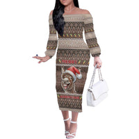 Donkey Christmas Family Matching Off The Shoulder Long Sleeve Dress and Hawaiian Shirt Merry Kiss My Ass - Wonder Print Shop