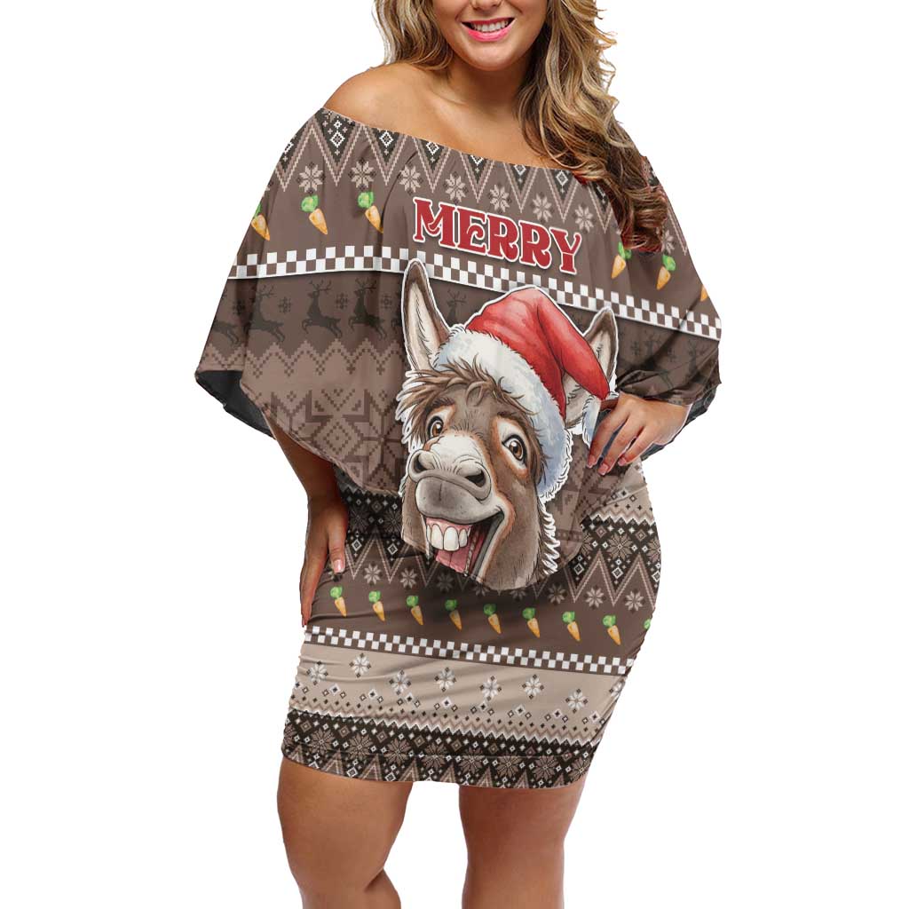 Donkey Christmas Family Matching Off Shoulder Short Dress and Hawaiian Shirt Merry Kiss My Ass - Wonder Print Shop