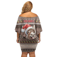 Donkey Christmas Family Matching Off Shoulder Short Dress and Hawaiian Shirt Merry Kiss My Ass - Wonder Print Shop