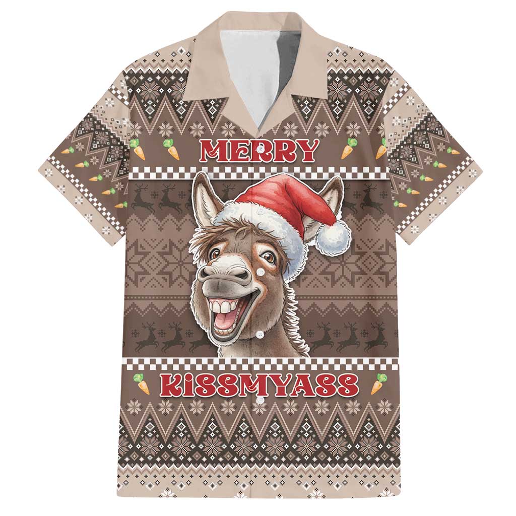 Donkey Christmas Family Matching Puletasi and Hawaiian Shirt Merry Kiss My Ass - Wonder Print Shop