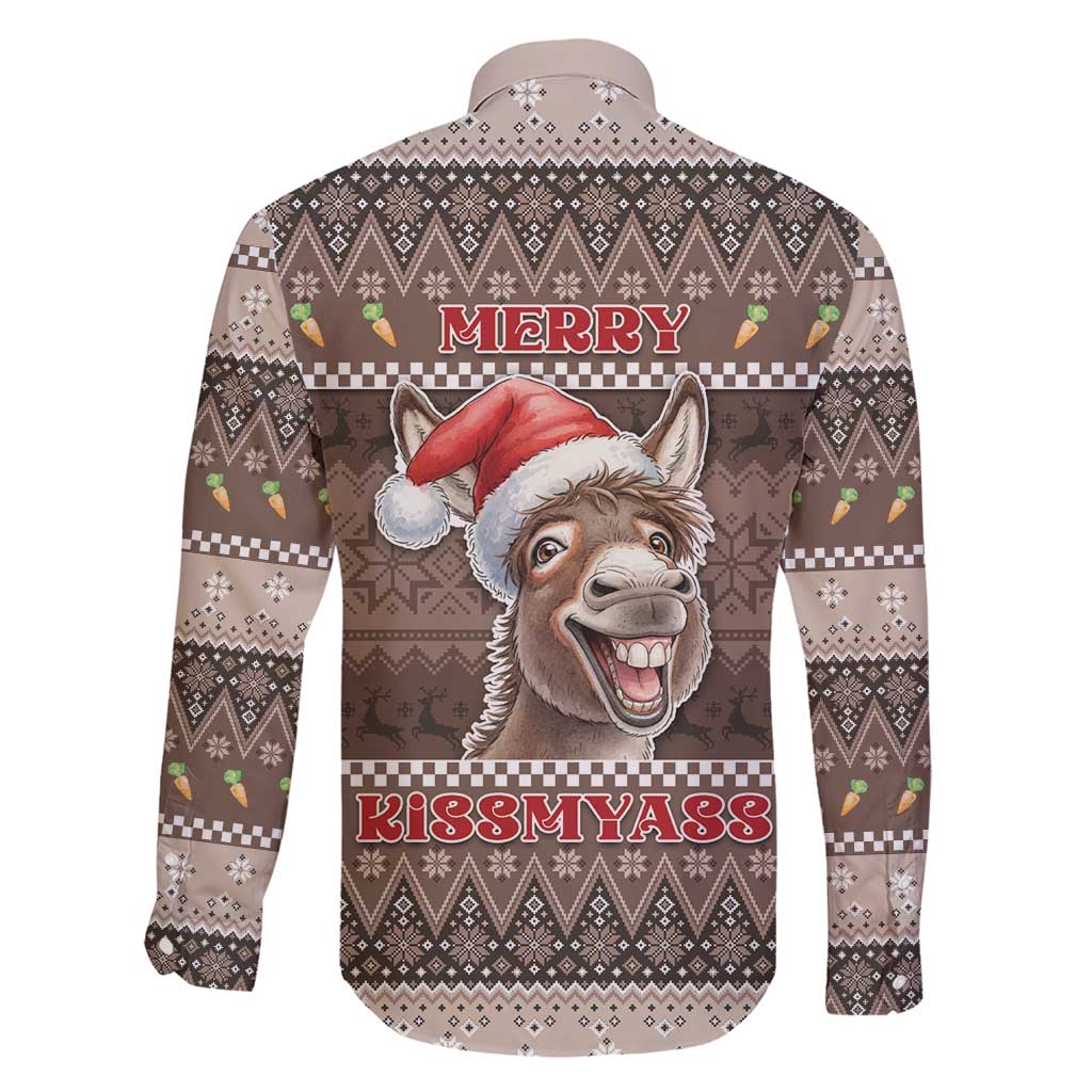 Donkey Christmas Family Matching Short Sleeve Bodycon Dress and Hawaiian Shirt Merry Kiss My Ass - Wonder Print Shop