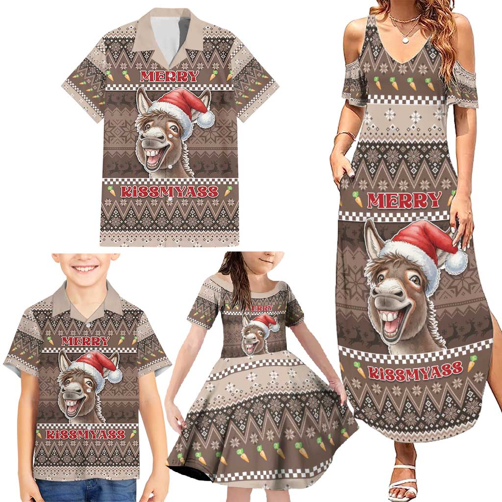 Donkey Christmas Family Matching Summer Maxi Dress and Hawaiian Shirt Merry Kiss My Ass - Wonder Print Shop