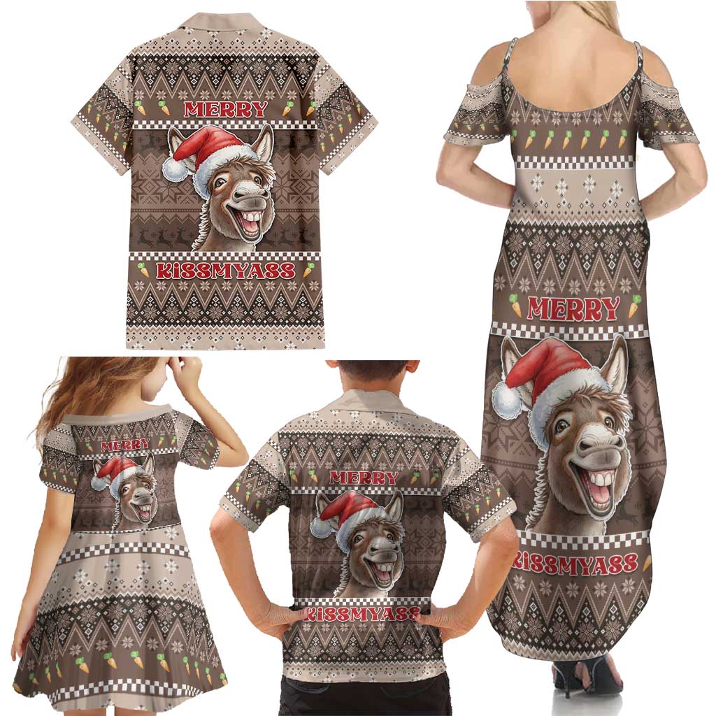 Donkey Christmas Family Matching Summer Maxi Dress and Hawaiian Shirt Merry Kiss My Ass - Wonder Print Shop