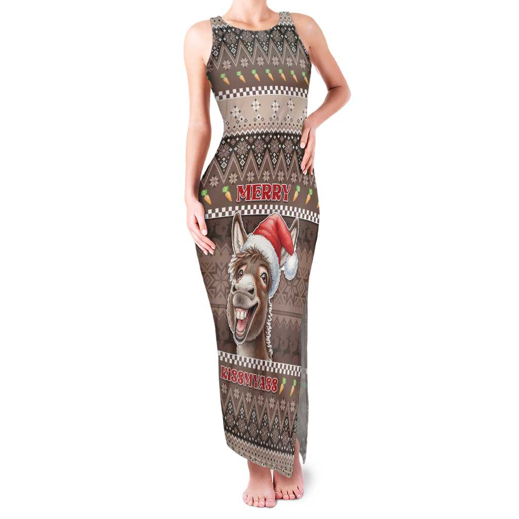 Donkey Christmas Family Matching Tank Maxi Dress and Hawaiian Shirt Merry Kiss My Ass - Wonder Print Shop