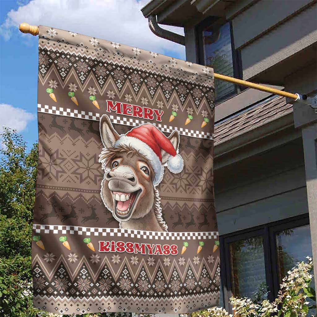 Donkey Christmas Garden Flag Merry Kiss My Ass - Wonder Print Shop