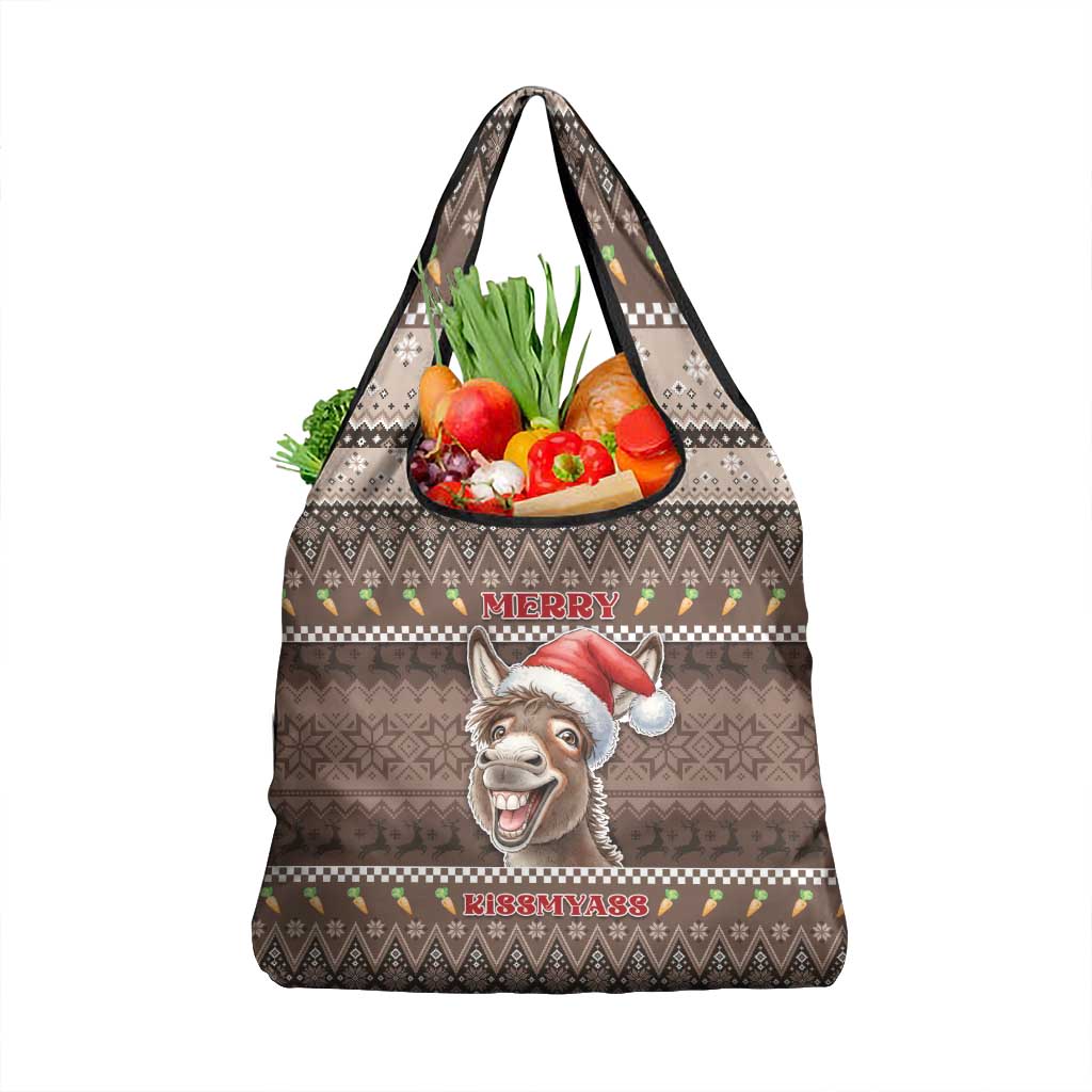 Donkey Christmas Grocery Bag Merry Kiss My Ass - Wonder Print Shop