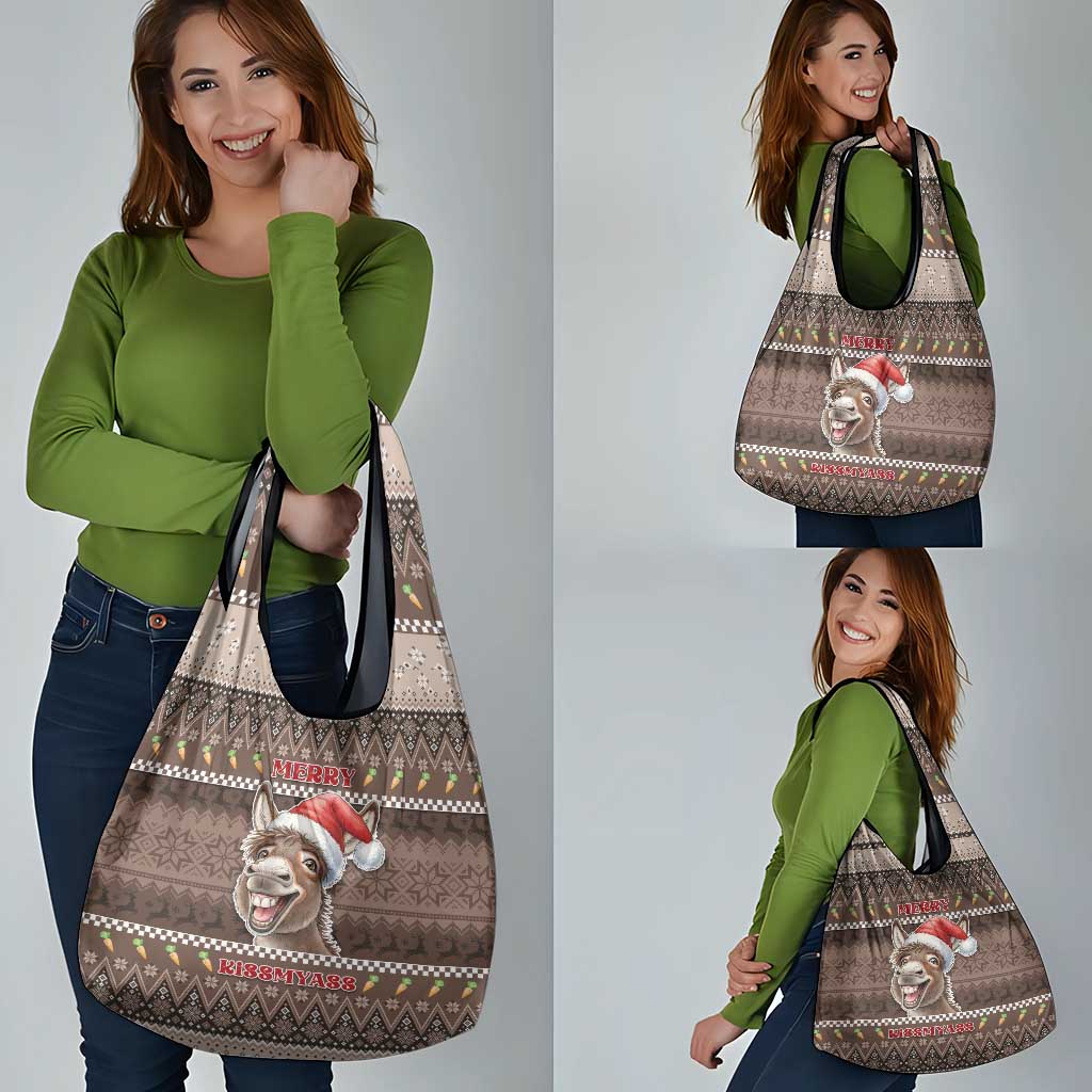 Donkey Christmas Grocery Bag Merry Kiss My Ass - Wonder Print Shop