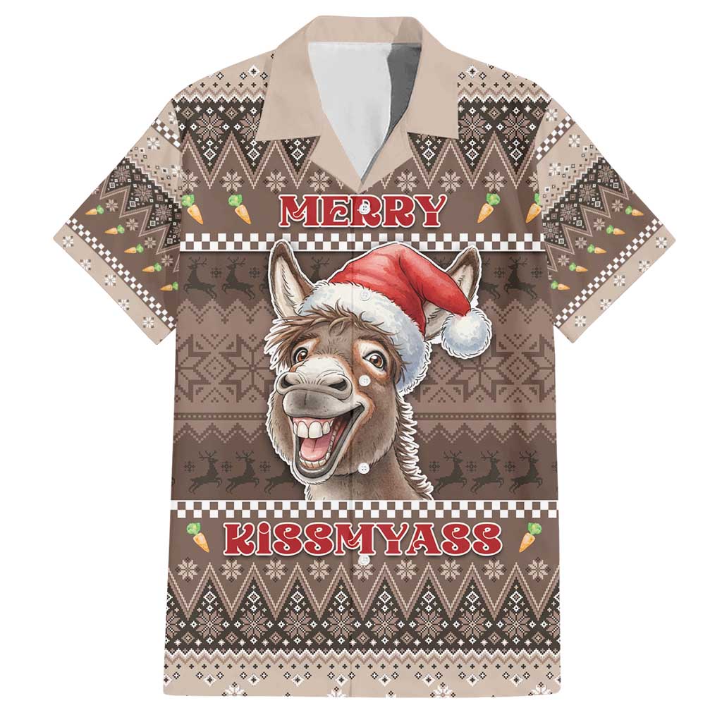 Donkey Christmas Hawaiian Shirt Merry Kiss My Ass - Wonder Print Shop