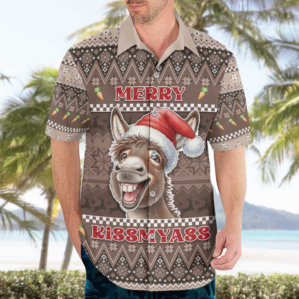Donkey Christmas Hawaiian Shirt Merry Kiss My Ass - Wonder Print Shop