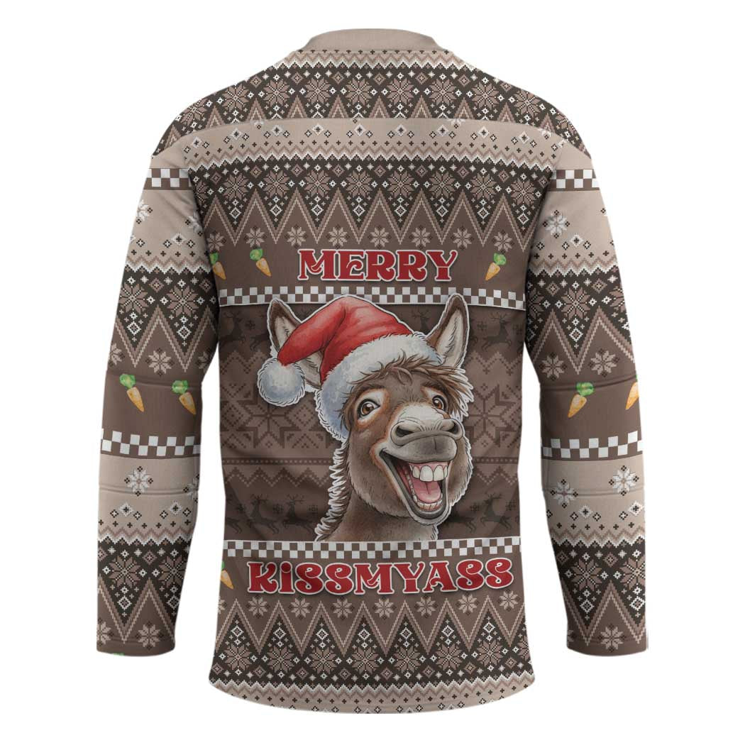 Donkey Christmas Hockey Jersey Merry Kiss My Ass - Wonder Print Shop