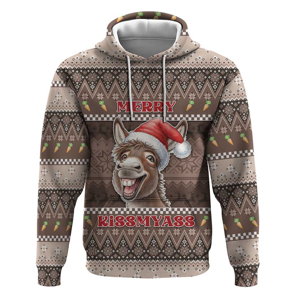 Donkey Christmas Hoodie Merry Kiss My Ass - Wonder Print Shop