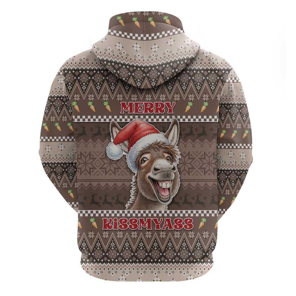 Donkey Christmas Hoodie Merry Kiss My Ass - Wonder Print Shop