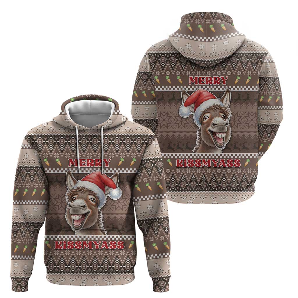Donkey Christmas Hoodie Merry Kiss My Ass - Wonder Print Shop