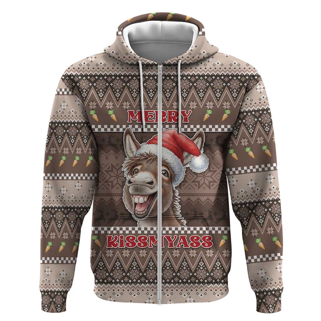 Donkey Christmas Hoodie Merry Kiss My Ass - Wonder Print Shop