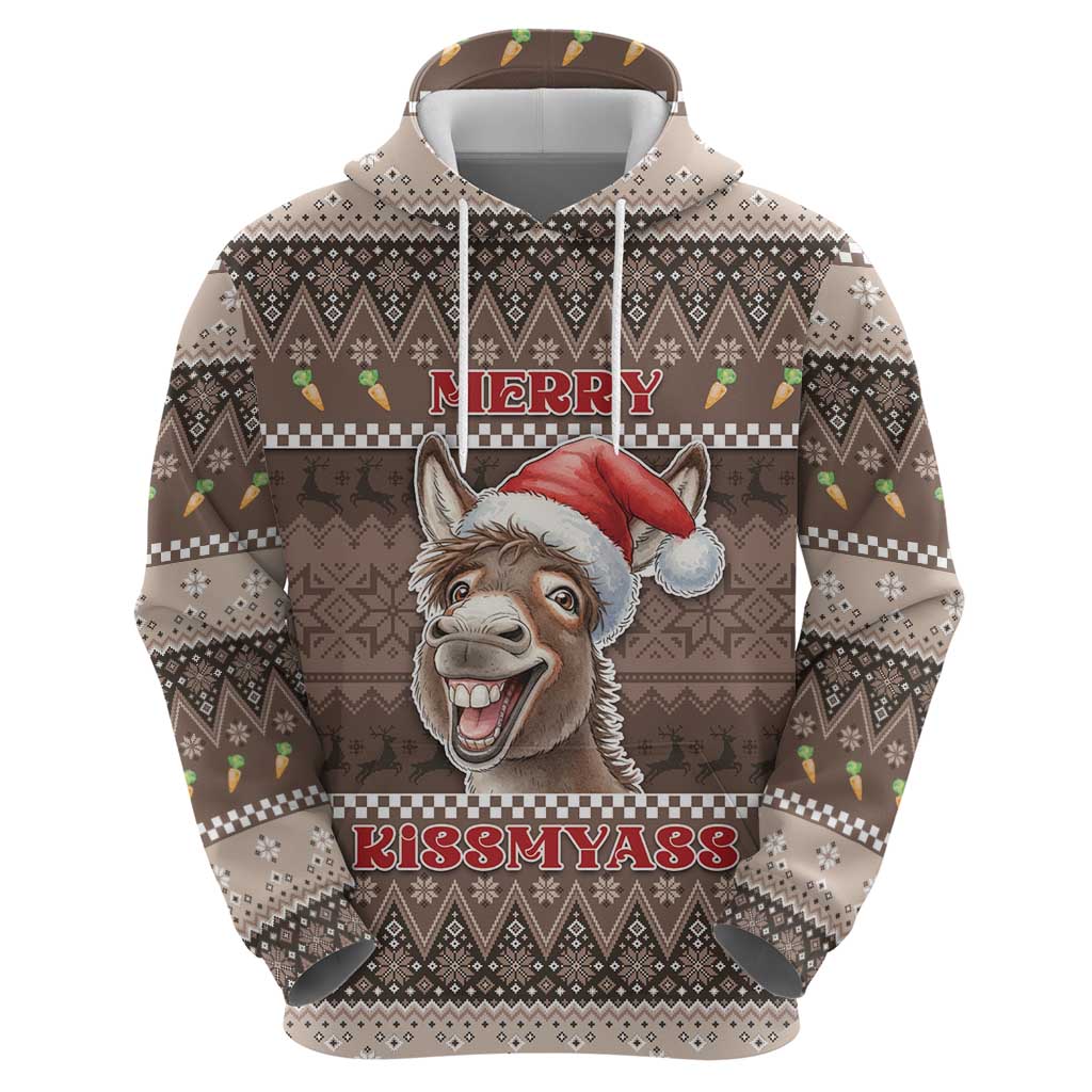 Donkey Christmas Hoodie Merry Kiss My Ass - Wonder Print Shop