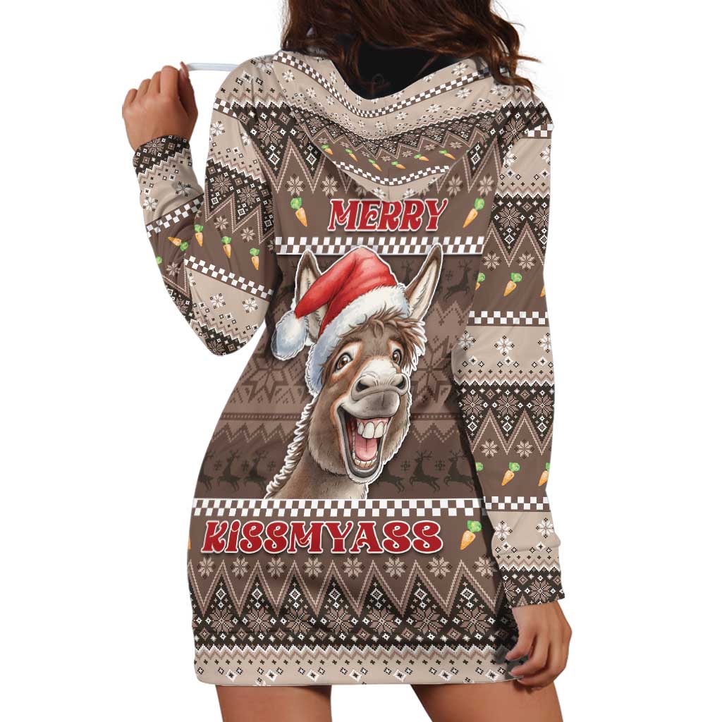 Donkey Christmas Hoodie Dress Merry Kiss My Ass - Wonder Print Shop