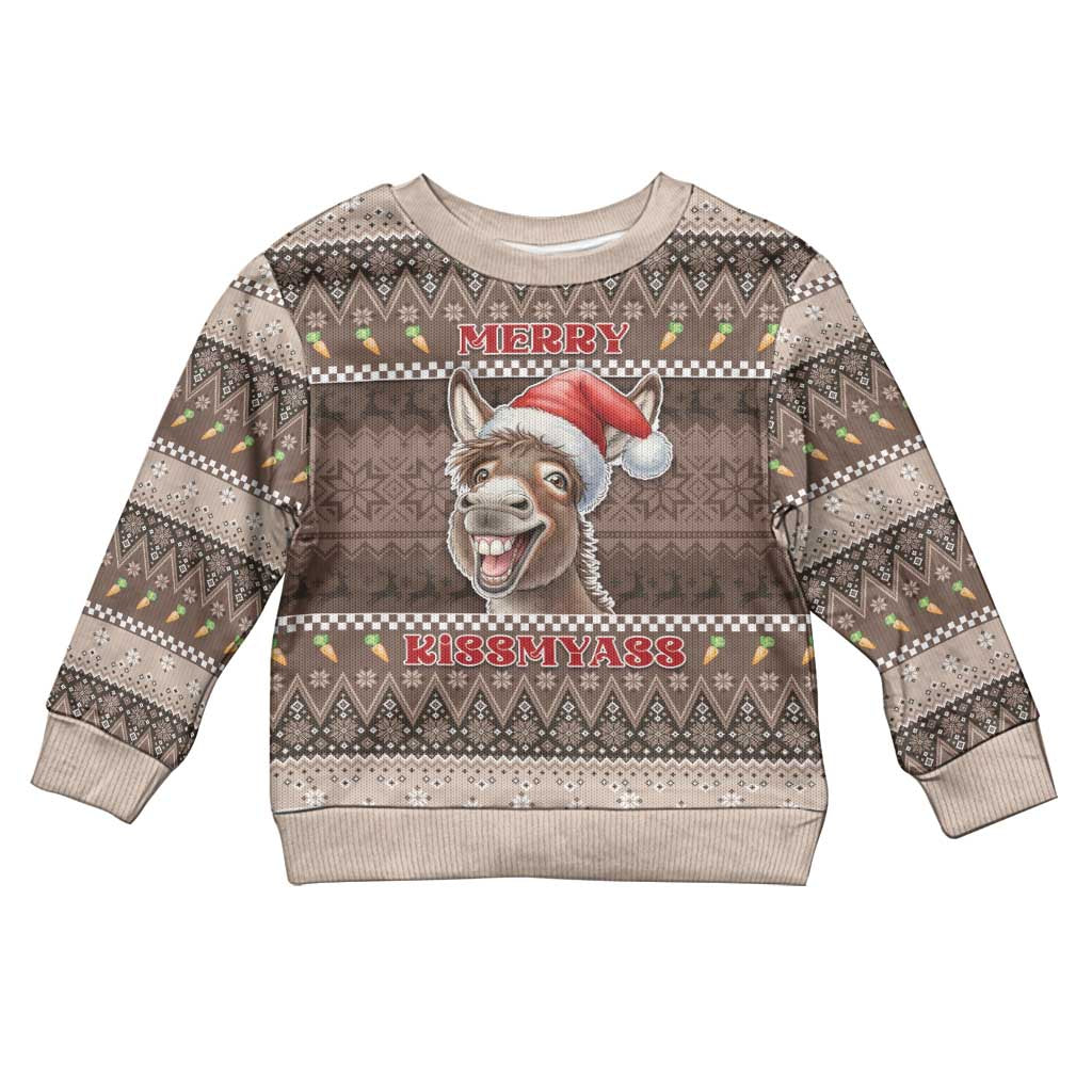 Donkey Christmas Kid Ugly Christmas Sweater Merry Kiss My Ass - Wonder Print Shop
